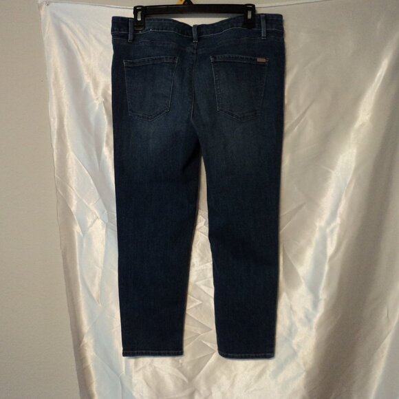 Women's 'The Slim Crop' Blue Jeans W/Small Embroidered Cuffs - Picture 2 of 3